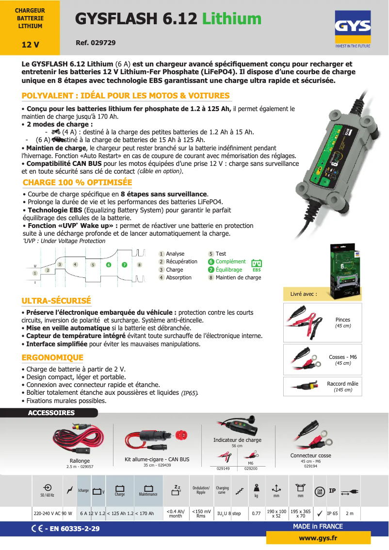 Página nº 1 - Ficha técnica GYS Gysflash 6.12 Lithium