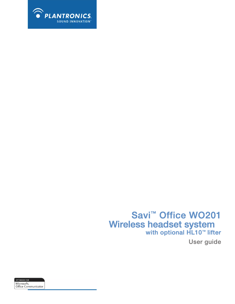 Imagen de la primera página del manual del dispositivo Savi Office WO201