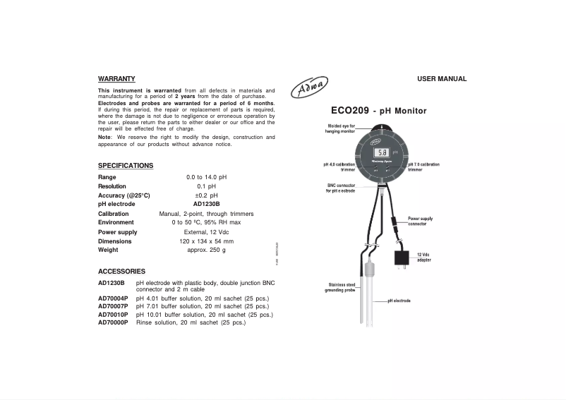 Página 1 del manual Manual de usuario Adwa ECO209