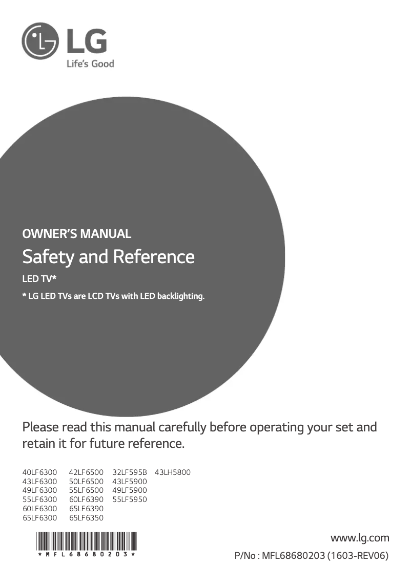 Imagen de la primera página del manual del dispositivo 65LF6350