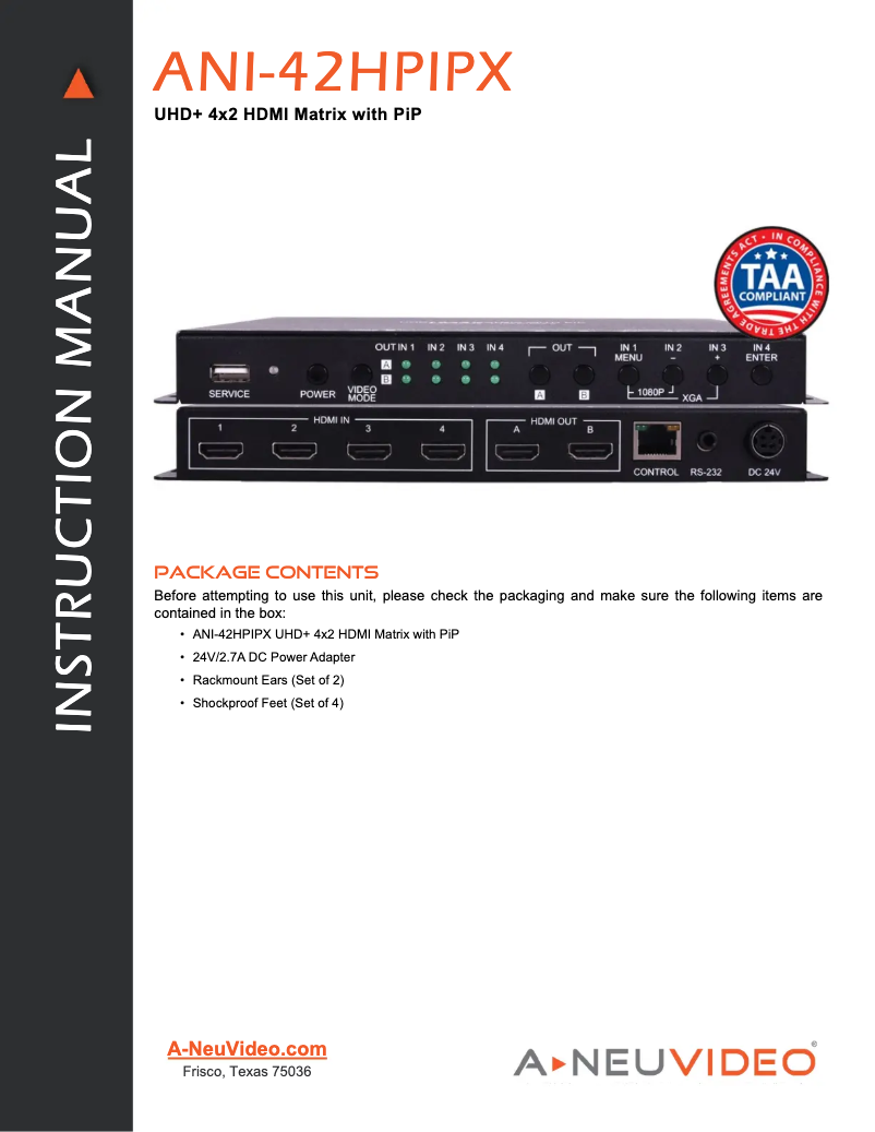 Página nº 1 - Manual de usuario A-NeuVideo ANI-42HPIPX