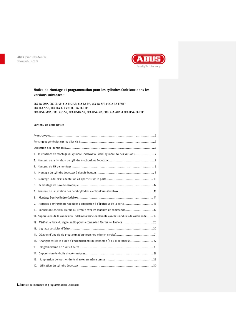 Página 1 del manual Instrucciones / montaje Abus AE255F