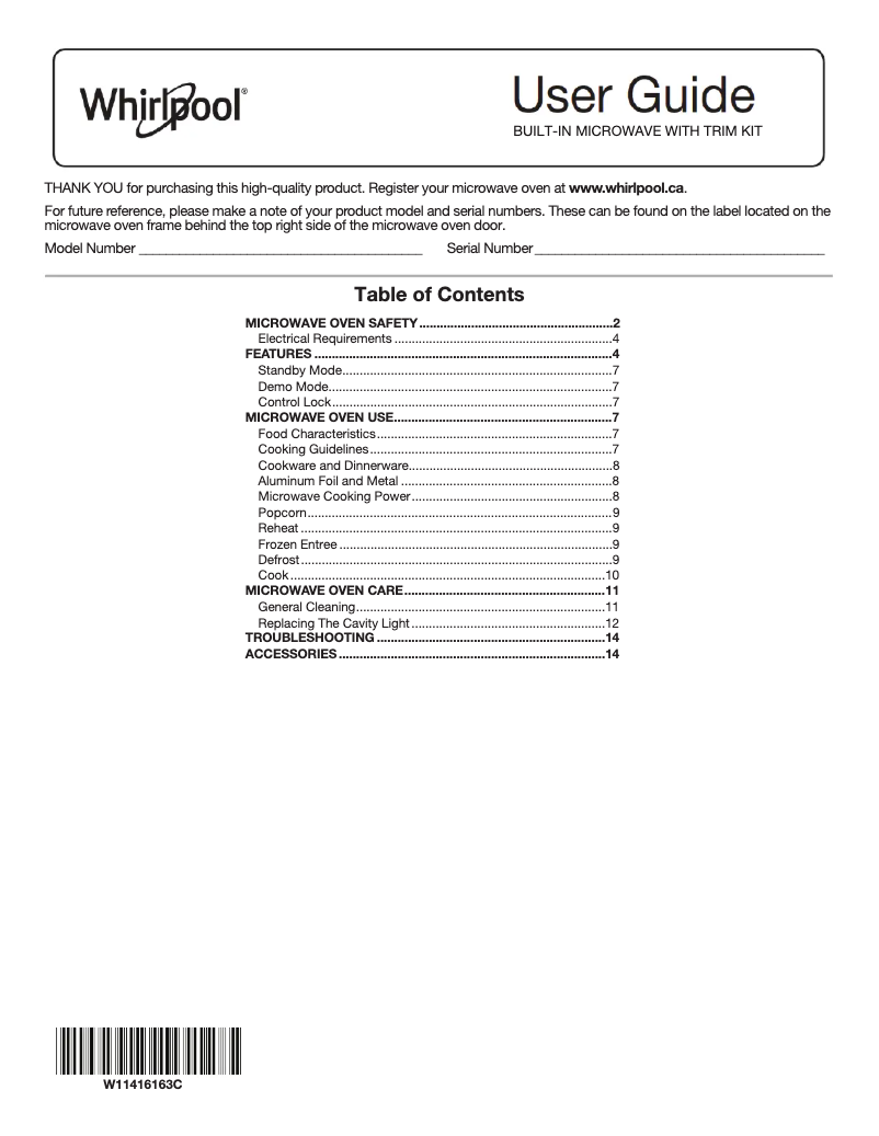 Página 1 del manual Manual de usuario Whirlpool WMT55511KS