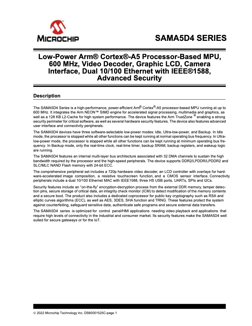 Imagen de la primera página del manual del dispositivo ATSAMA5D43