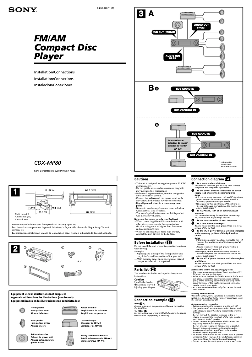 Imagen de la primera página del manual del dispositivo CDX-MP80