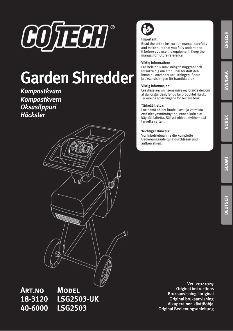 Página 1 del manual Manual de usuario Cotech LSG2503