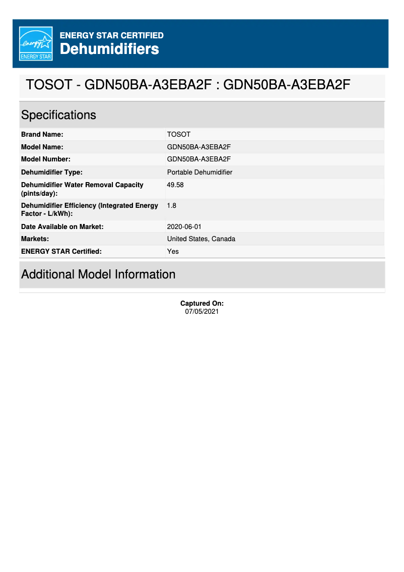 Página 1 del manual Etiqueta energética TOSOT GDN50BA-A3EBA2F