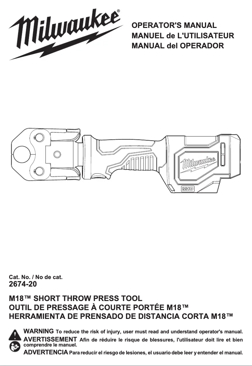 Página 1 del manual Manual de usuario Milwaukee M18 2674-20P