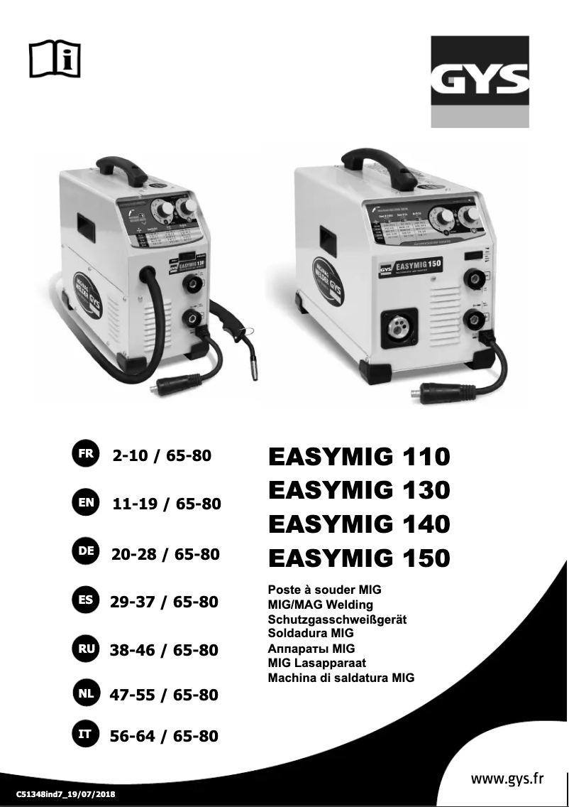 Página nº 1 - Manual de usuario GYS EasyMIG 130