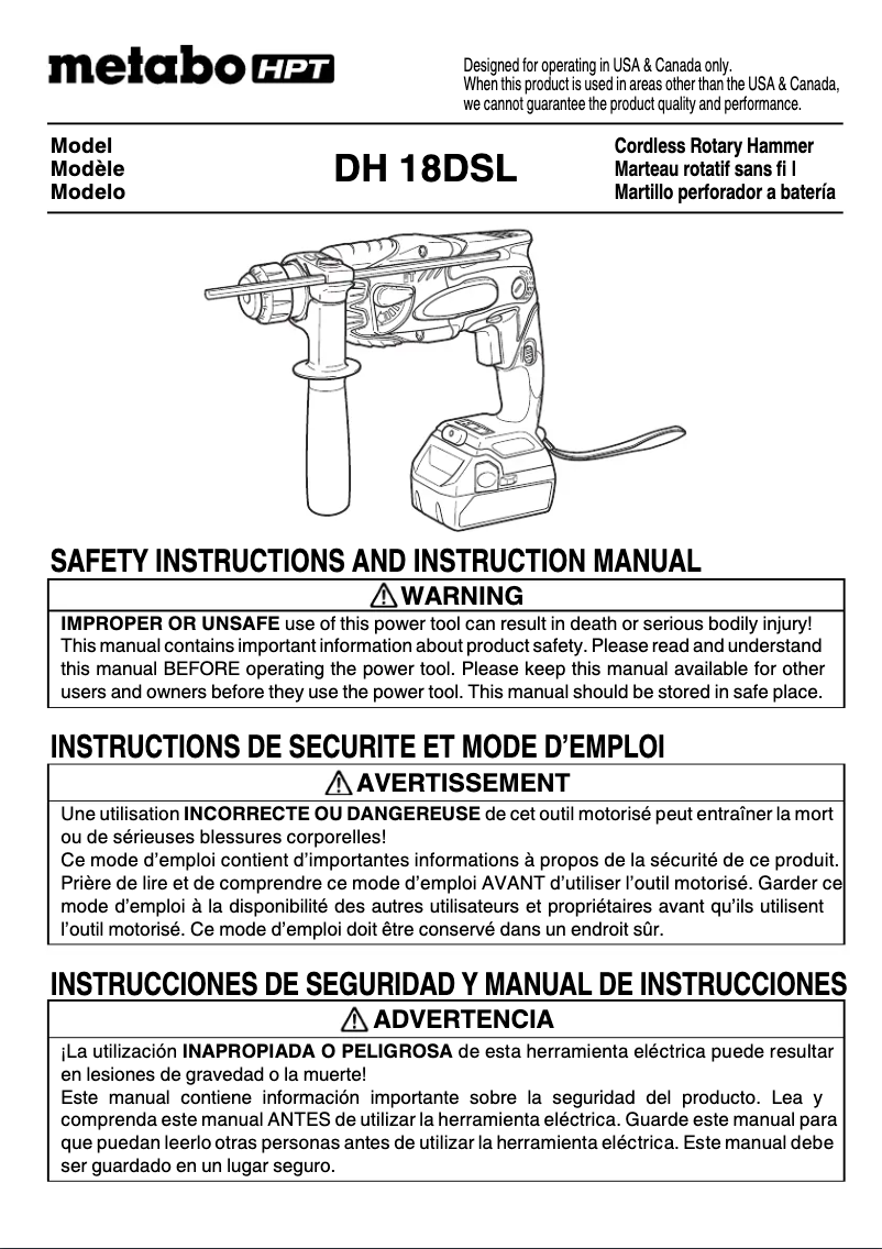 Página 1 del manual Manual de usuario HiKOKI DH18DSL