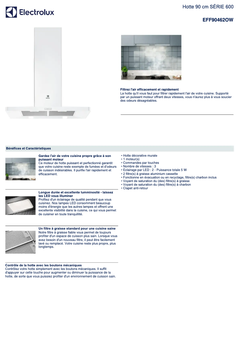 Página 1 del manual Ficha técnica Electrolux EFF90462OW