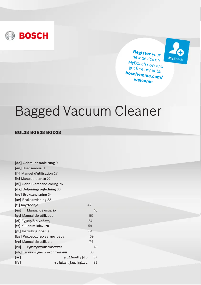 Página 1 del manual Manual de usuario Bosch BGB38RD2