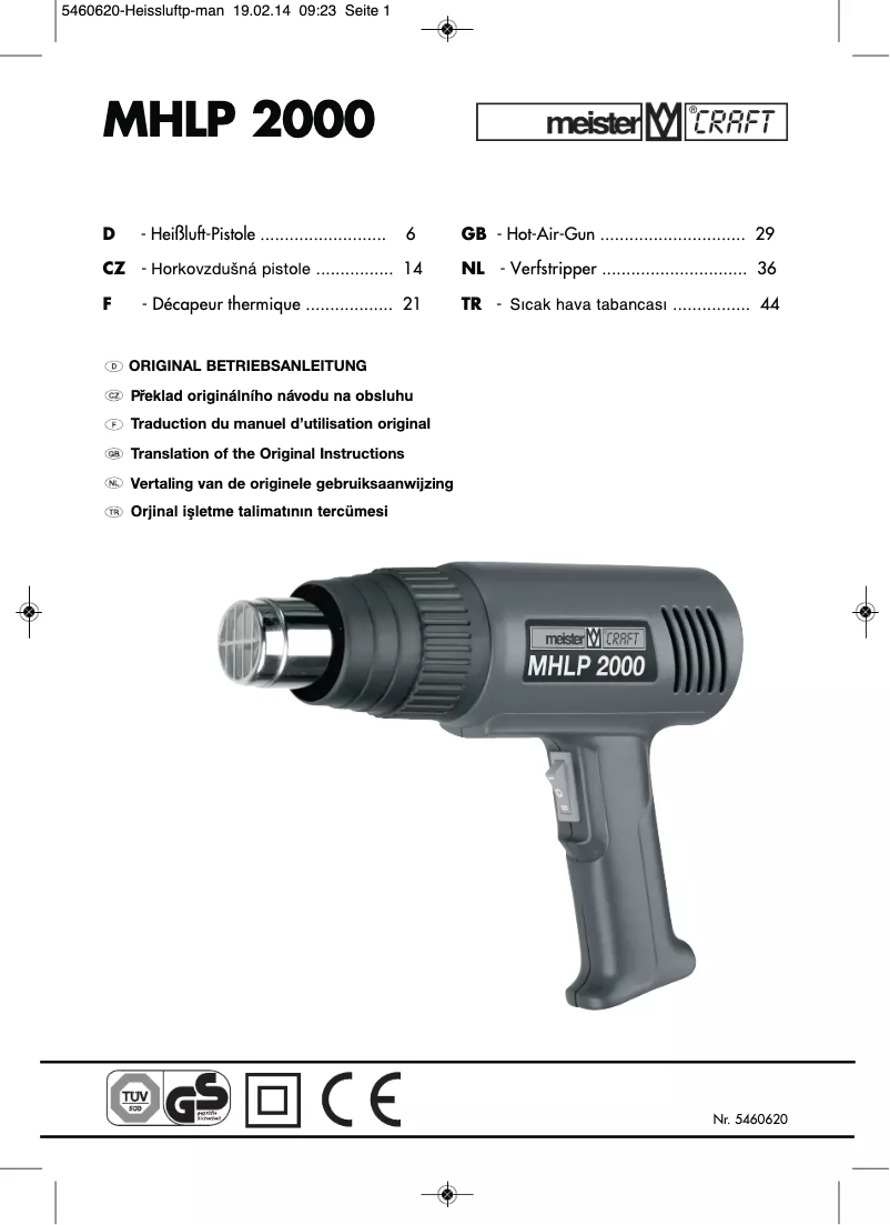 Imagen de la primera página del manual del dispositivo MHLP 2000