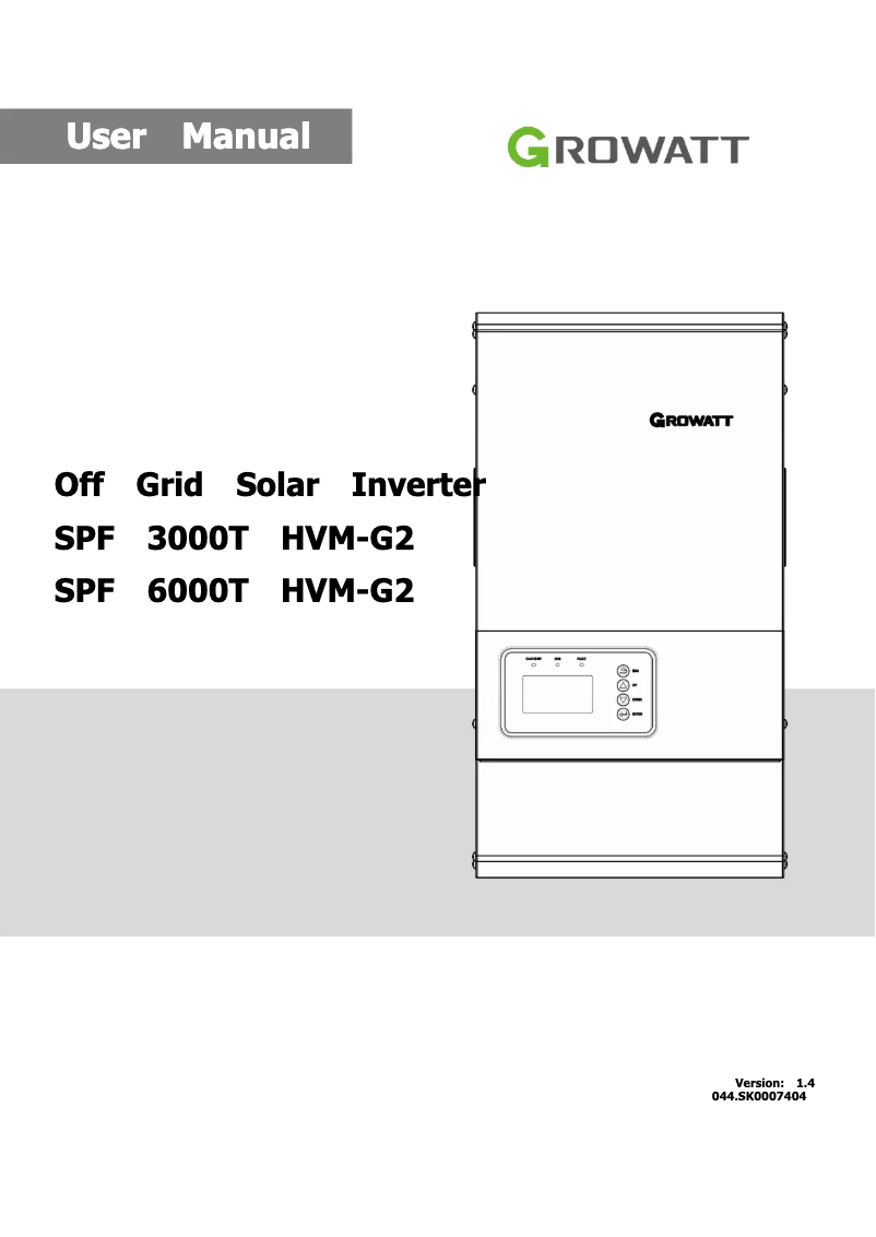 Imagen de la primera página del manual del dispositivo SPF3000-6000T-HVM-G2