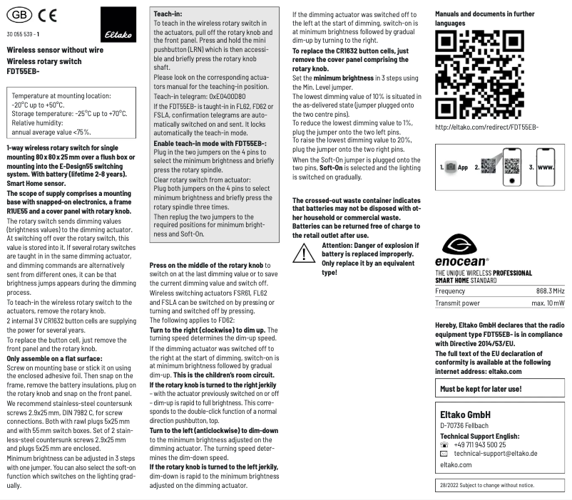 Imagen de la primera página del manual del dispositivo FDT55EB-pm