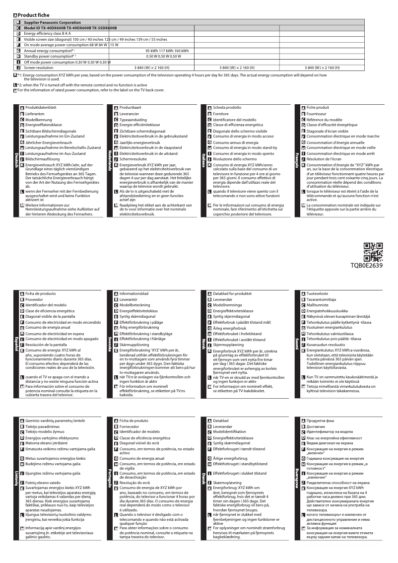 Imagen de la primera página del manual del dispositivo VIERA TX-49DX600B