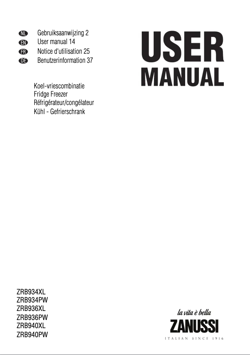 Página 1 del manual Manual de usuario Zanussi ZRB940PW