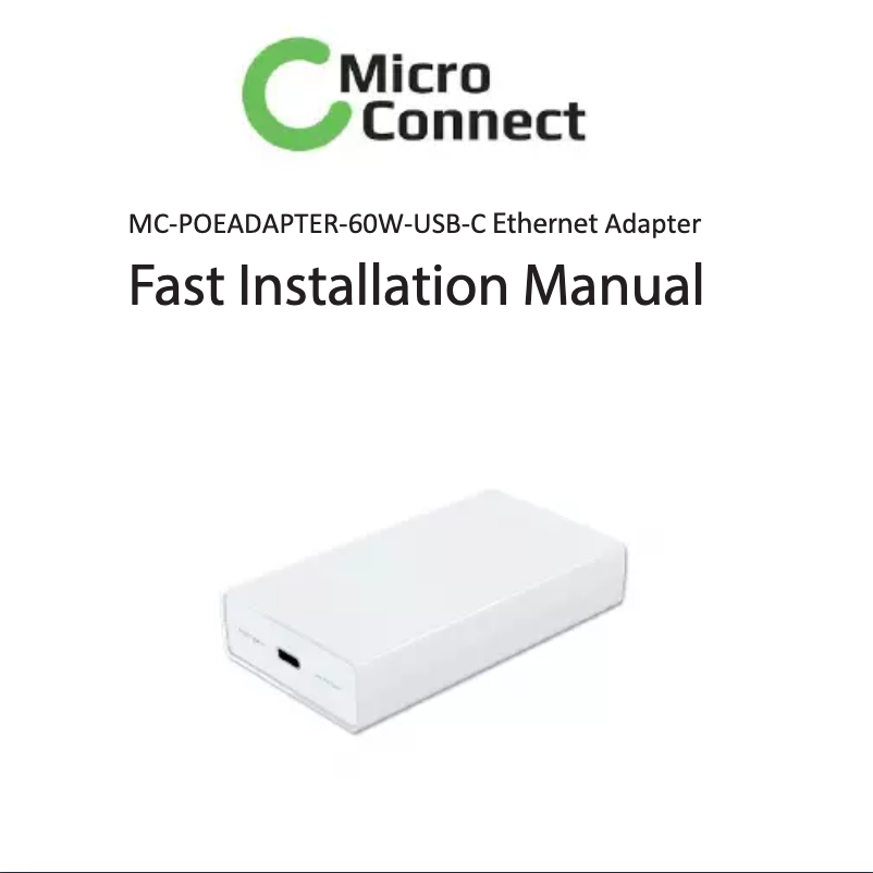 Imagen de la primera página del manual del dispositivo MC-POEADAPTER-60W-USB-C