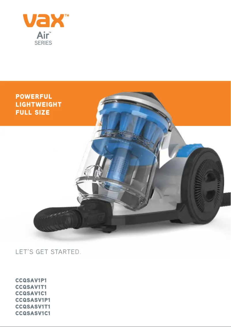 Página nº 1 - Manual de usuario Vax Air QSASV1P1