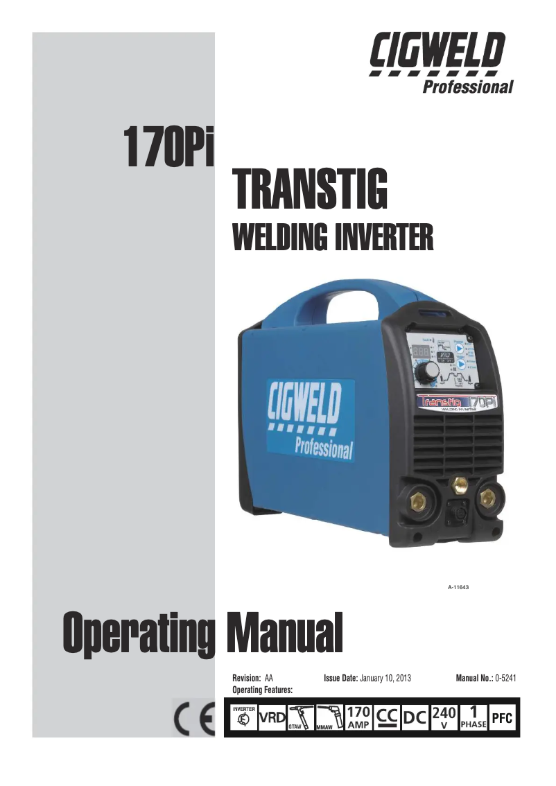 Imagen de la primera página del manual del dispositivo Transtig 170Pi
