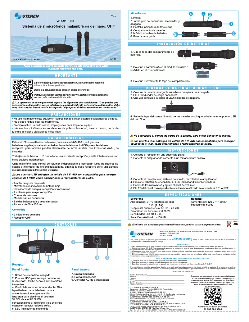Página 1 del manual Manual de usuario Steren WR-810