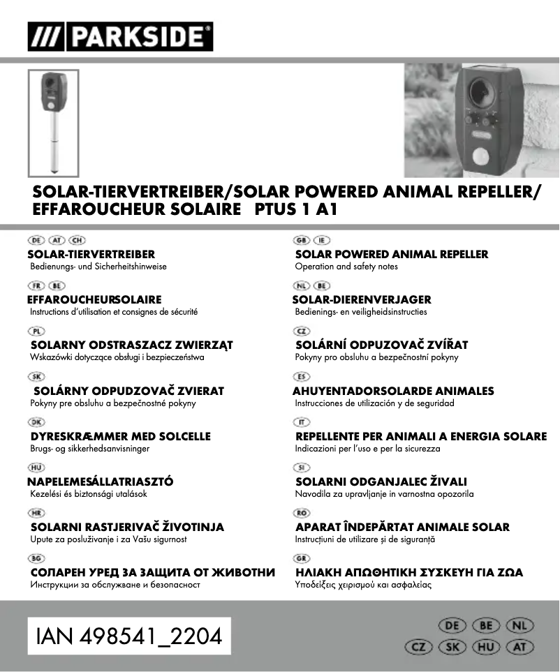 Imagen de la primera página del manual del dispositivo PTUS 1 A1