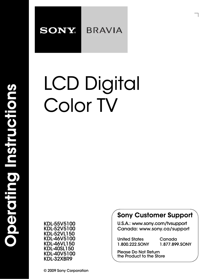 Página nº 1 - Manual de instrucciones Sony Bravia KDL-52VL150