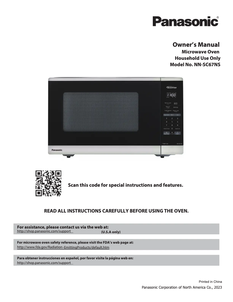 Imagen de la primera página del manual del dispositivo NN-SC67NS