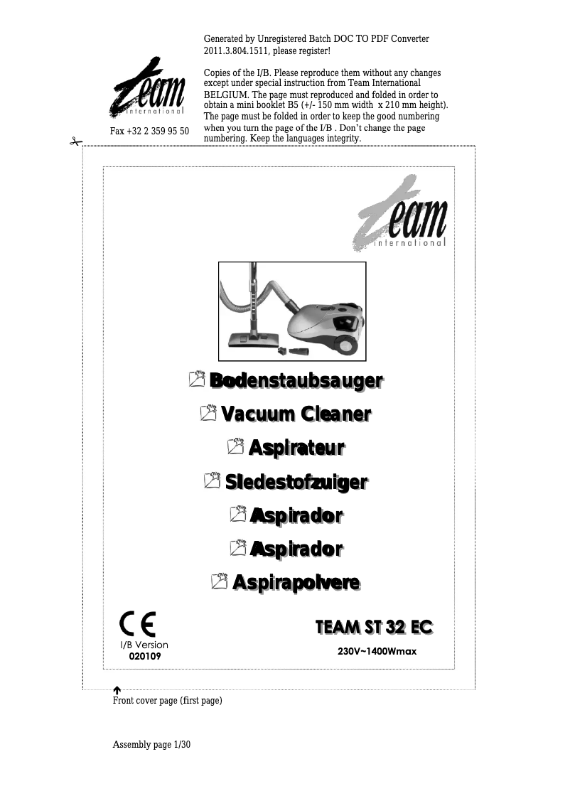 Imagen de la primera página del manual del dispositivo ST 32 EC