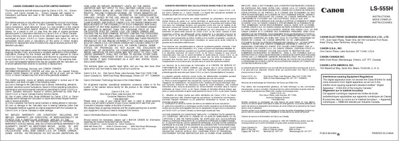 Página nº 1 - Manual de usuario Canon LS-555H