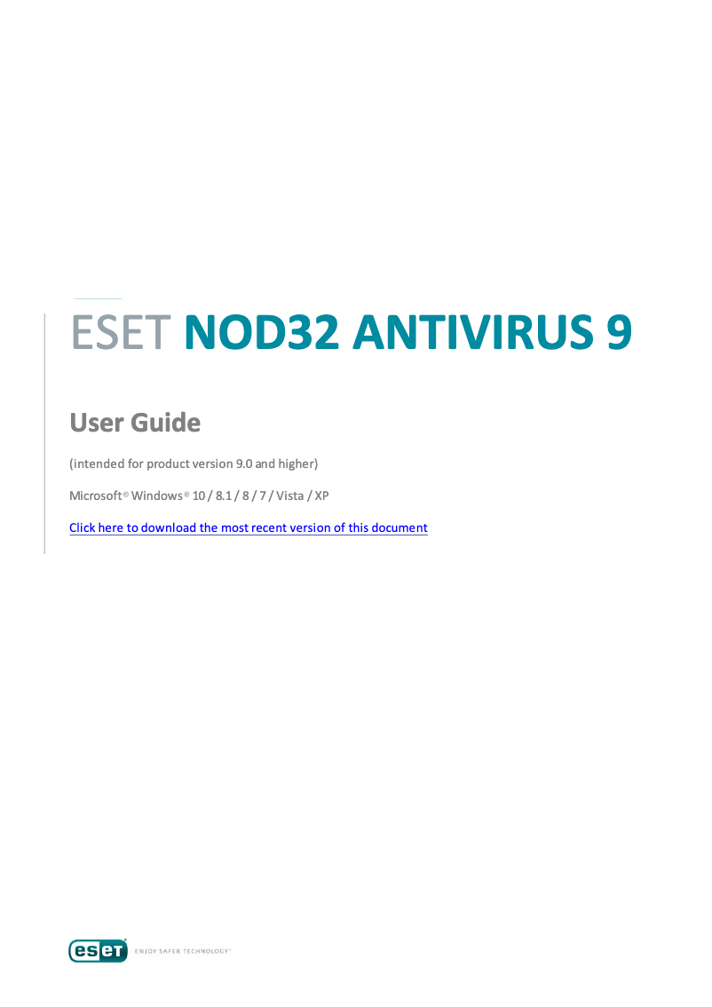 Imagen de la primera página del manual del dispositivo NOD32 Antivirus