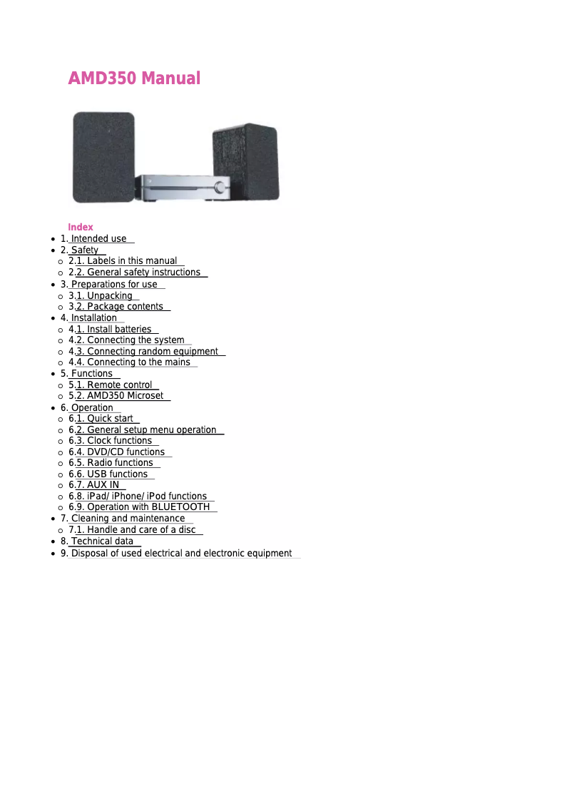 Imagen de la primera página del manual del dispositivo AMD350