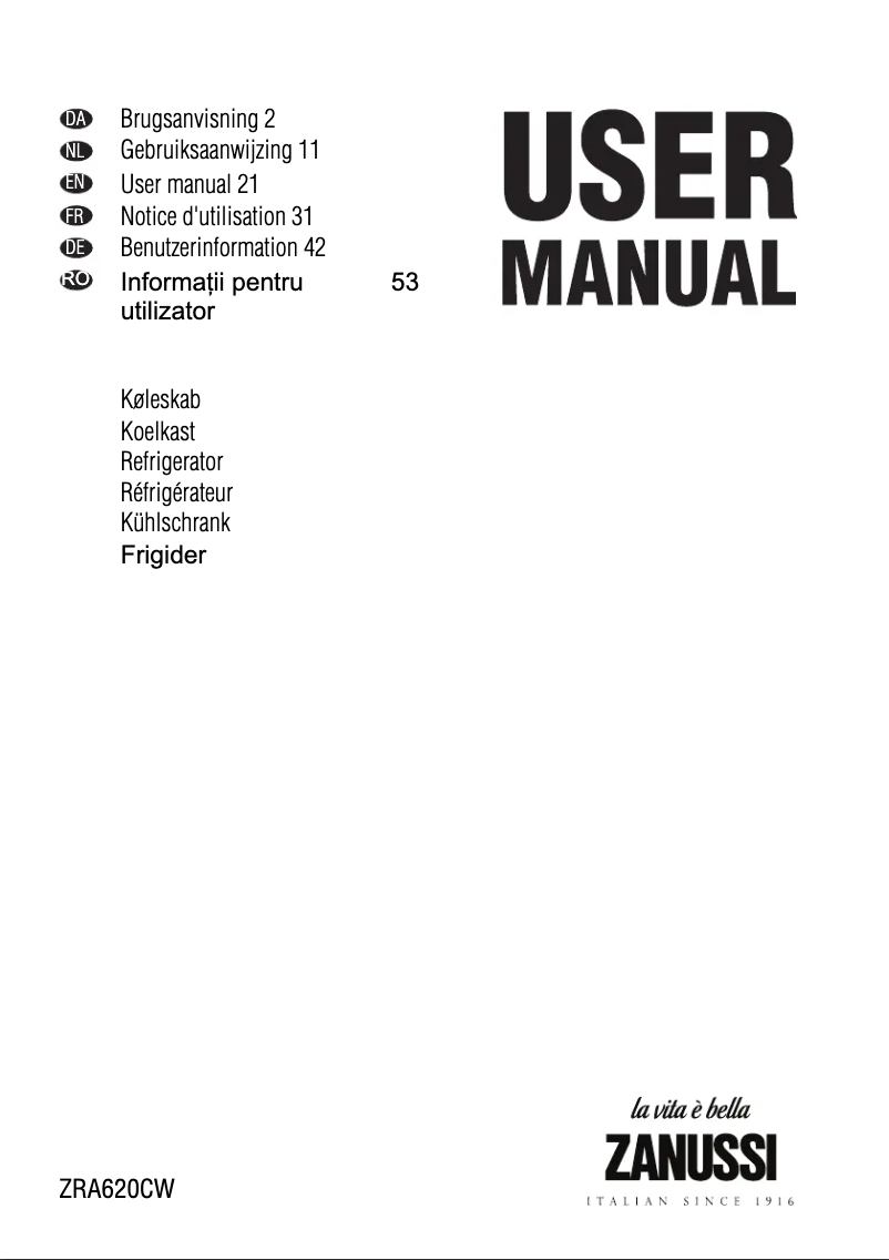 Imagen de la primera página del manual del dispositivo ZRA620CW