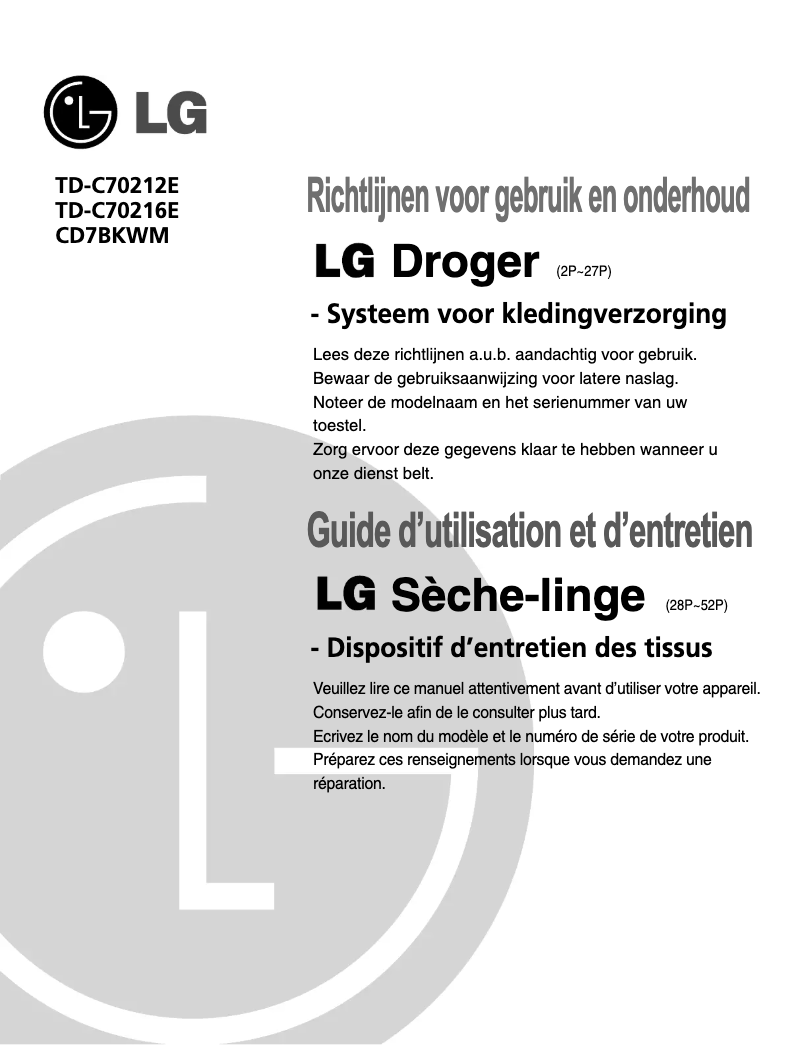 Página nº 1 - Manual de usuario LG CD7BKWM