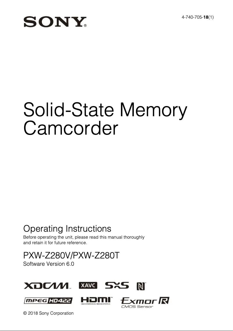 Página 1 del manual Manual de usuario Sony PXW-Z280T