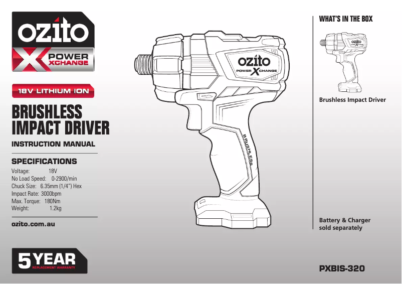 Página 1 del manual Manual de usuario Ozito PXBIS-320