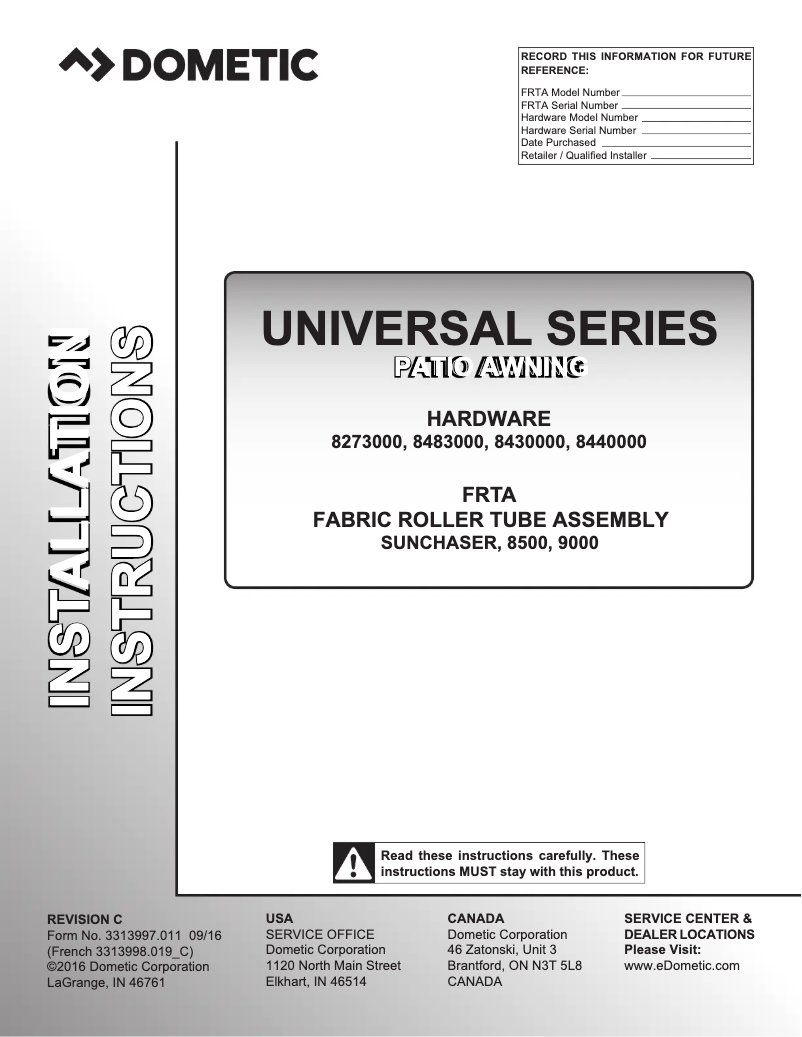Página nº 1 - Manual de usuario Dometic Window Awning