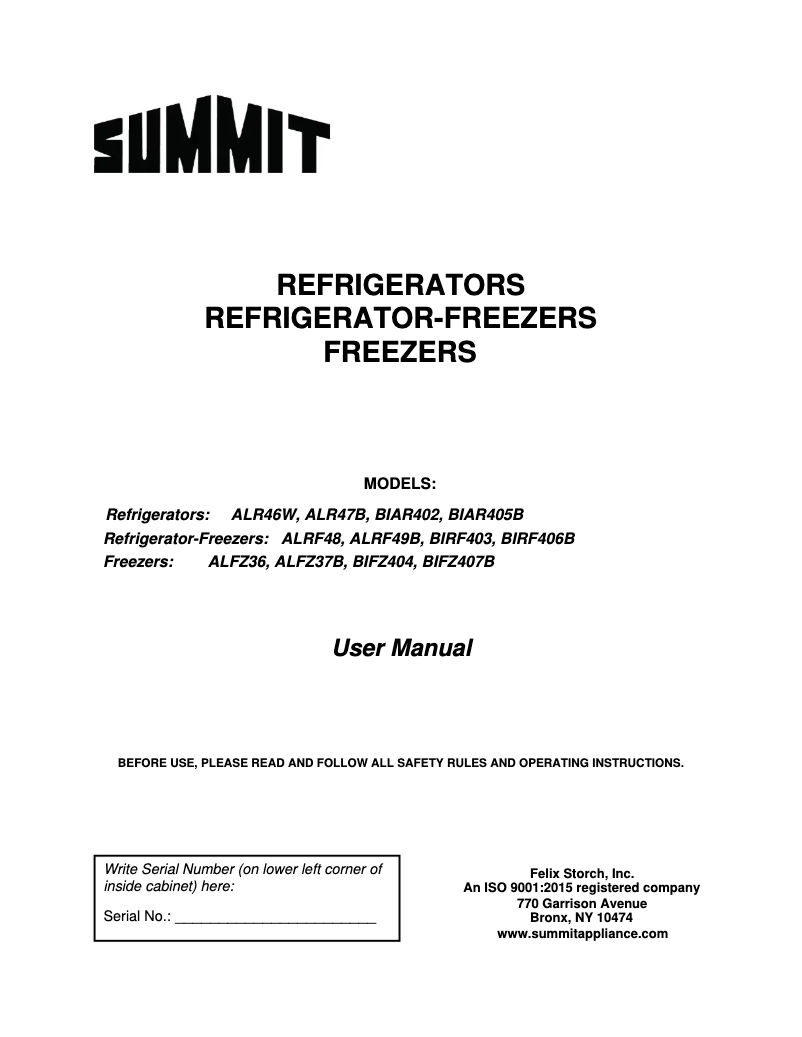 Página 1 del manual Manual de usuario Summit ALRF48
