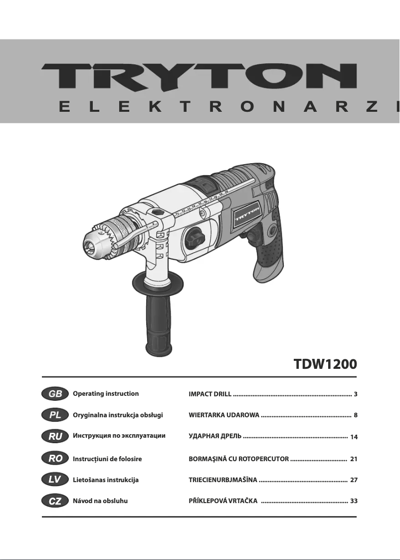 Imagen de la primera página del manual del dispositivo TDW1200