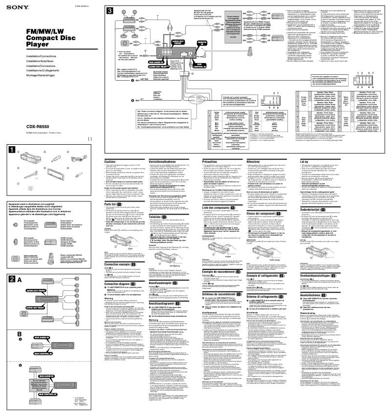 Página 1 del manual Guía de instalación Sony CDX-R6550