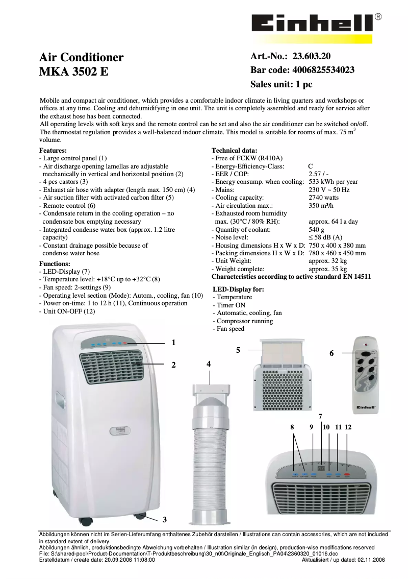 Imagen de la primera página del manual del dispositivo MKA 3502E