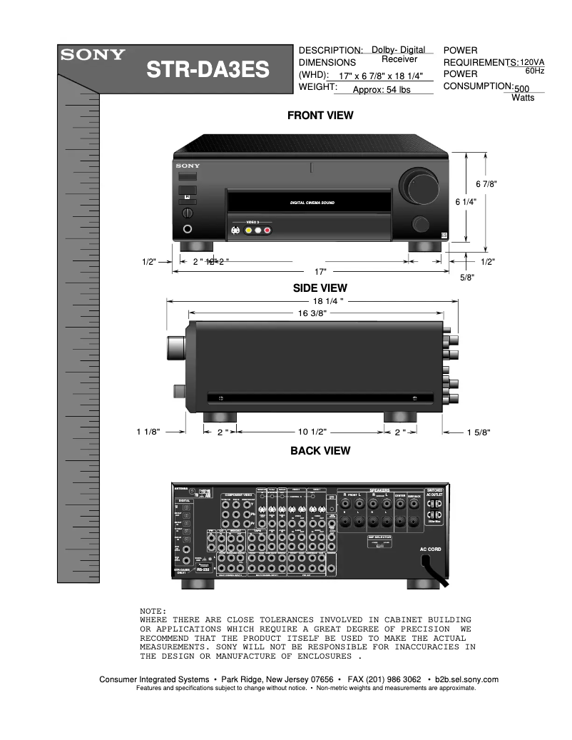 Imagen de la primera página del manual del dispositivo STR-DA3ES
