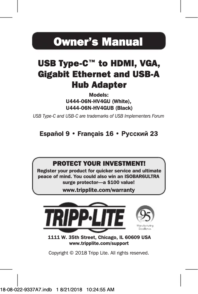 Imagen de la primera página del manual del dispositivo U444-06N-HV4GU