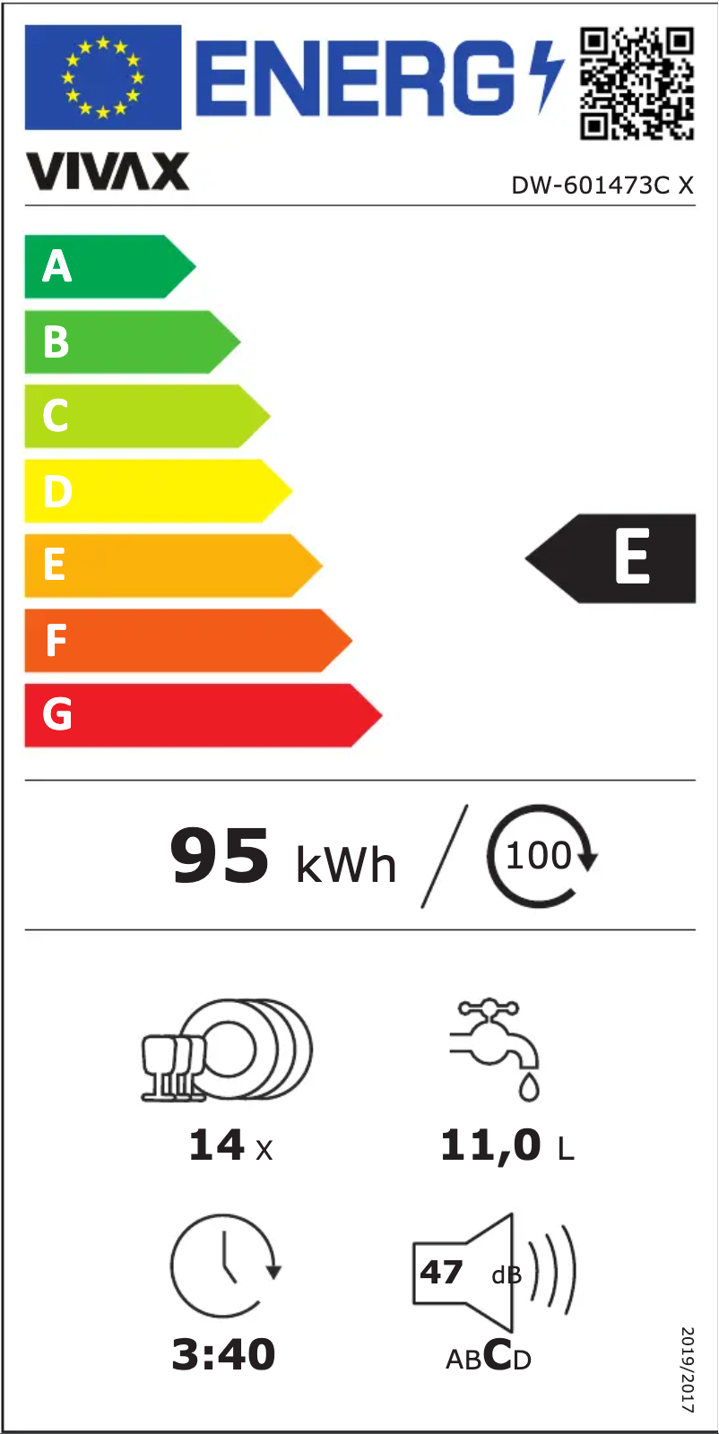 Página nº 1 - Etiqueta energética Vivax DW-601473C X