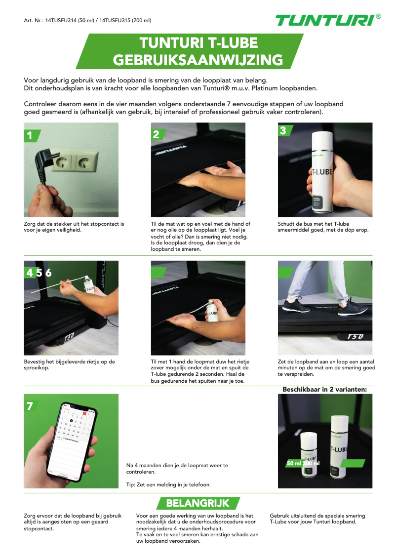 Página 1 del manual Manual de usuario Tunturi T-Lube