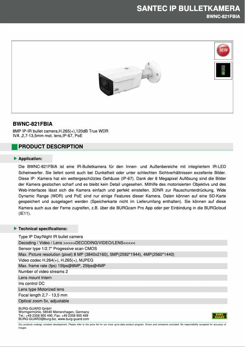 Imagen de la primera página del manual del dispositivo BWNC-821FBIA