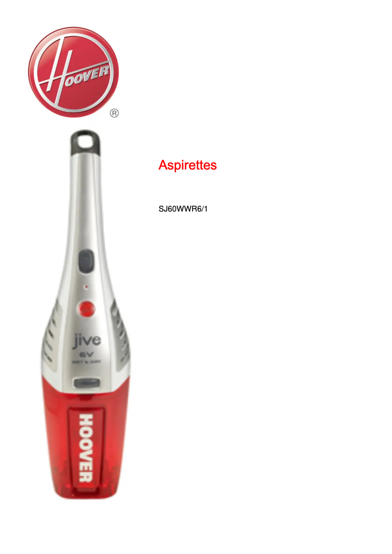 Página 1 del manual Ficha técnica Hoover Jive