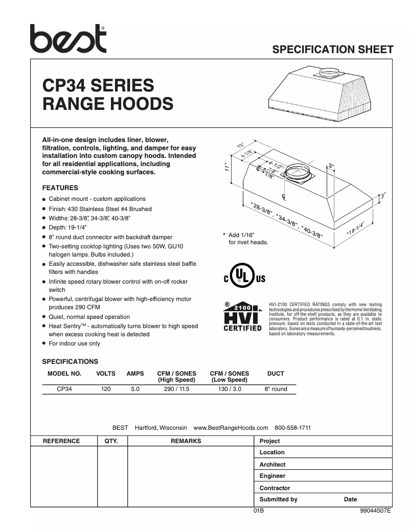 Página 1 del manual Ficha técnica Best 5810005