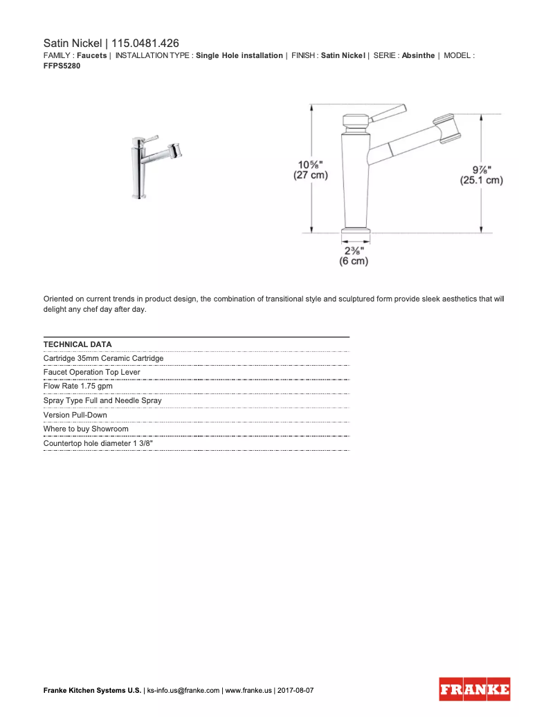 Imagen de la primera página del manual del dispositivo FFPS5280