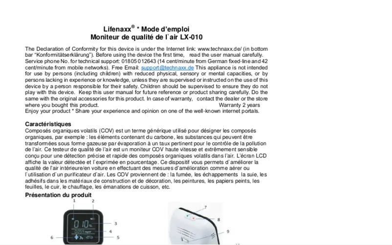 Imagen de la primera página del manual del dispositivo LX-010